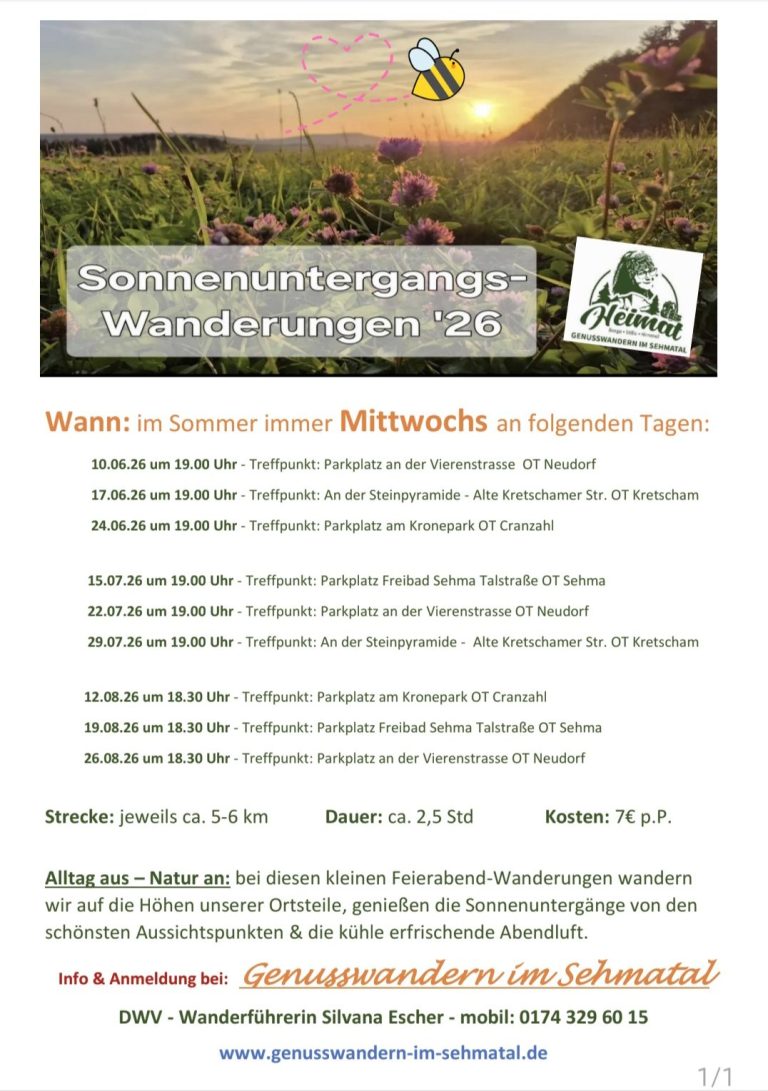 Sonnenuntergangswanderungen 2026