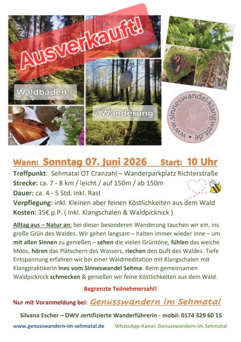 mit Klangschalen-Waldmeditation Waldbadenwanderung