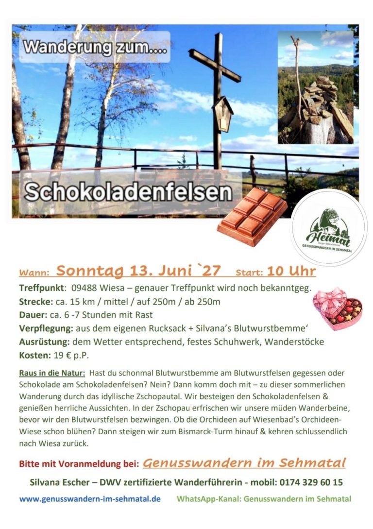 Wandern im Zschopautal Wanderung zum Schokoladenfelsen